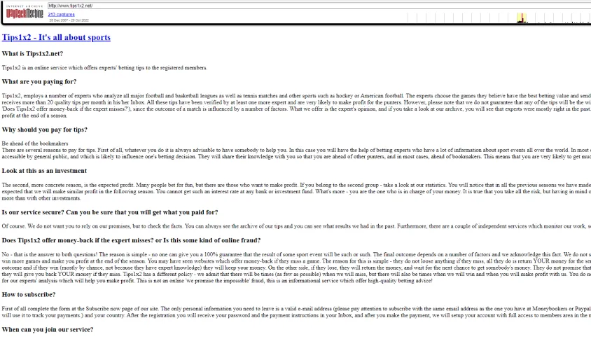 Archive.org snapshot of Tips1x2.net, my first website.